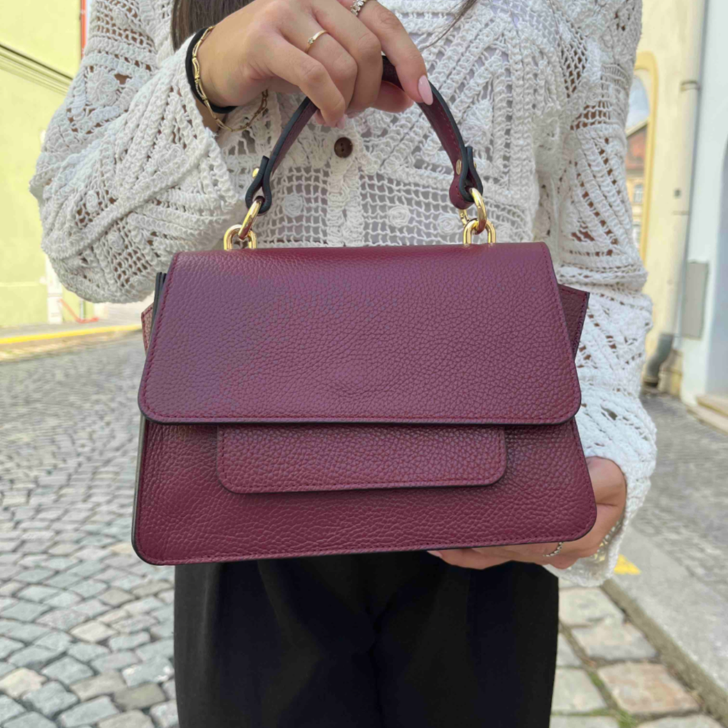 Dámská kožená kabelka SINARE burgundy+